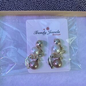 Trendy Jewels Gold and Pearl Drop Earrings
